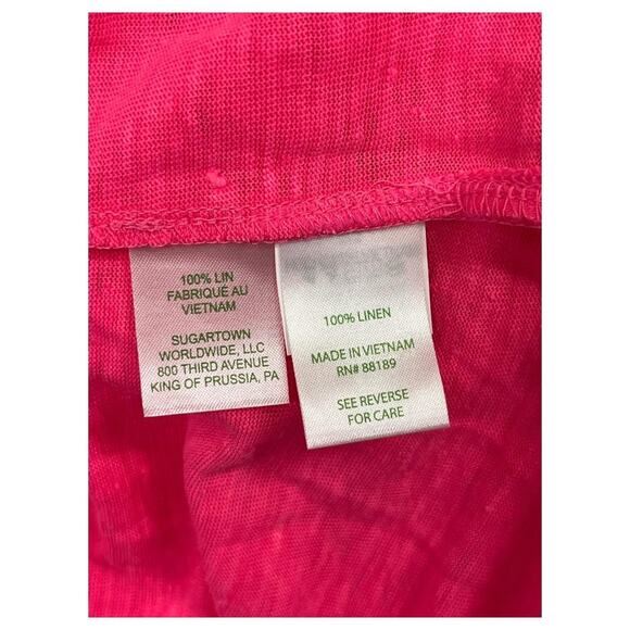 Lilly Pulitzer Shirt Womens Large Linen V Neck Henley Button Lightweight Beach - Picture 7 of 13